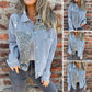 Fashionable Leopard Print Patchwork Denim Jacket