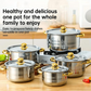 💎 -50% ON 5-PC STAINLESS STEEL SET! 💎 Thickened Pots, Glass Lids & Elegant Gold Accents for Any Stovetop